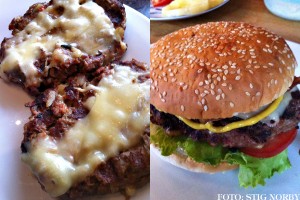 2 bilder av Stigs cheeseburger